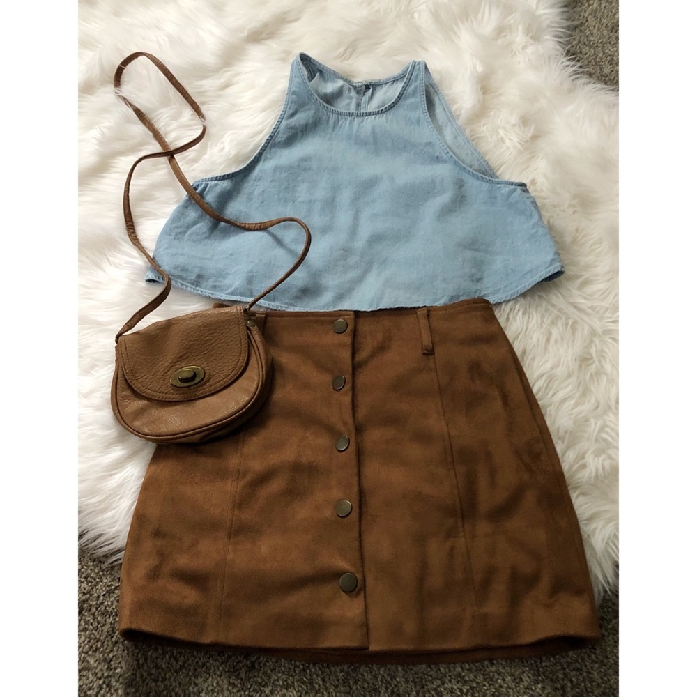 American Apparel Denim Open Back Crop Top Small - Picture 6 of 7